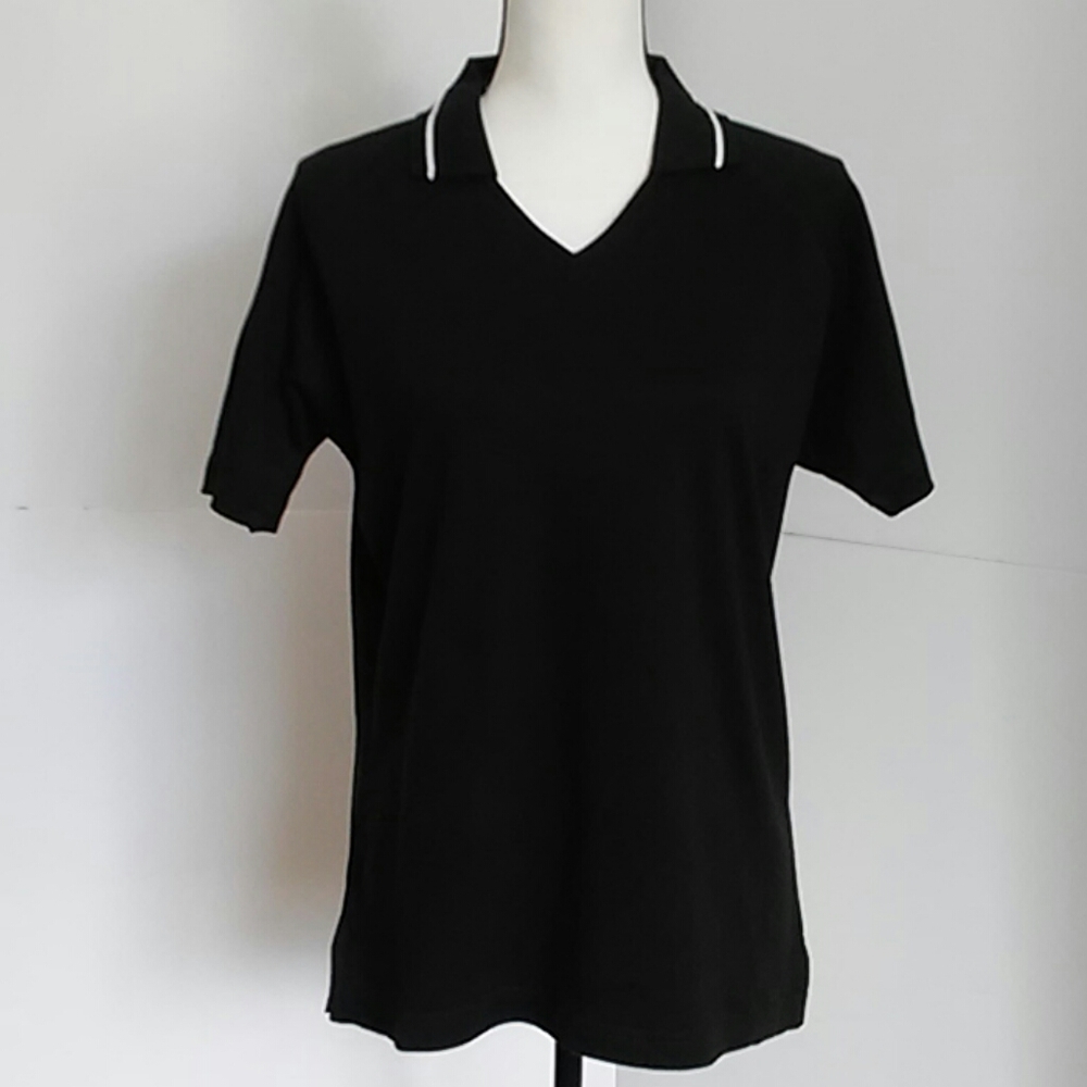DIPORT USA | Black V Neck Polo Shirt NWOT
